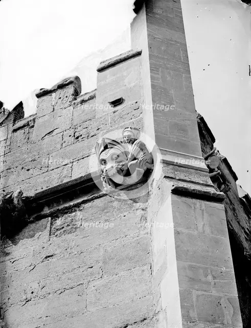 Detail of grotesques in Magdalen College Cloister, Oxford, Oxfordshire, c1860-c1922. Artist: Henry Taunt