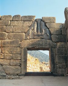 Detail of Lion Gate at Mycenae