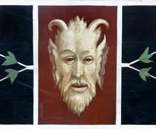 Detail of painted devil in the entrance lobby of Bankfield Museum, Halifax, West Yorkshire, c2010. Artist: Peter Williams