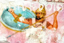Detail of painting on Etruscan Sarcophagus from Tarquinia, late 4th century BC