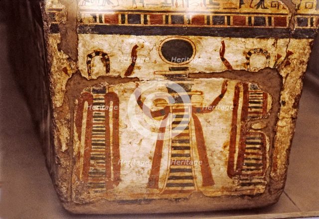 Detail of paintings in the sarcophagus 'Butehamon', who lived in Thebes at the beginning of the X…