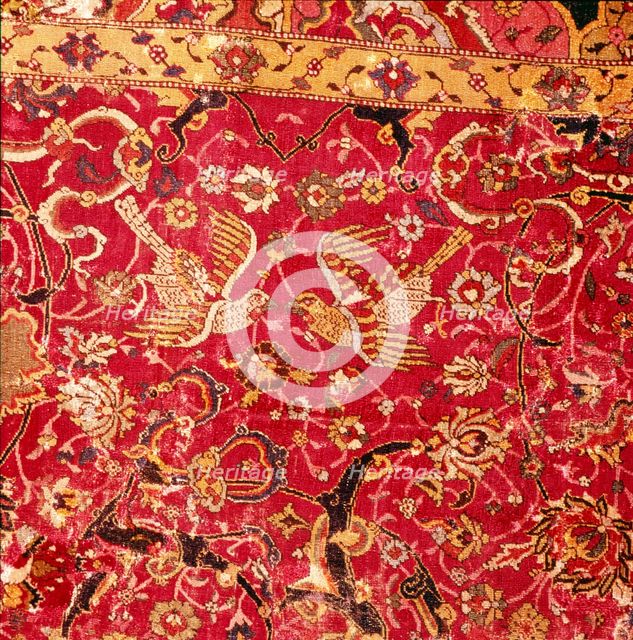 Detail of Persian Arabesque Emperor Carpet with Birds, 16th century.  Artist: Unknown.