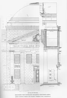 Detail of portico - Hartford Fire Insurance Building, Hartford, Connecticut, 1922. Artist: Edwin Sherrill Dodge and Parker, Thomas & Rice