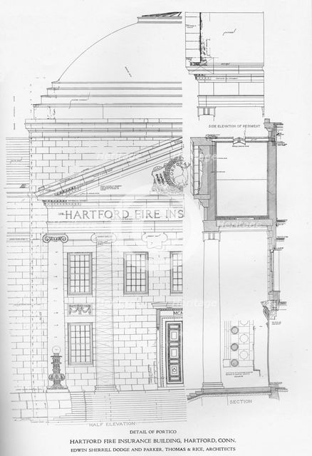 Detail of portico - Hartford Fire Insurance Building, Hartford, Connecticut, 1922. Artist: Edwin Sherrill Dodge and Parker, Thomas & Rice.