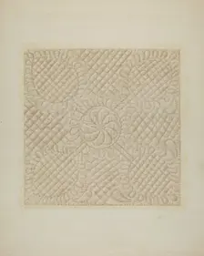 Detail of Quilt - Tulip Pattern, c. 1939. Creator: Fred Hassebrock
