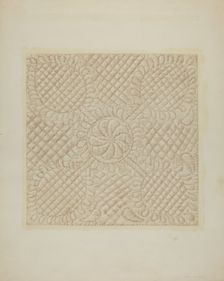 Detail of Quilt - Tulip Pattern, c. 1939. Creator: Fred Hassebrock
