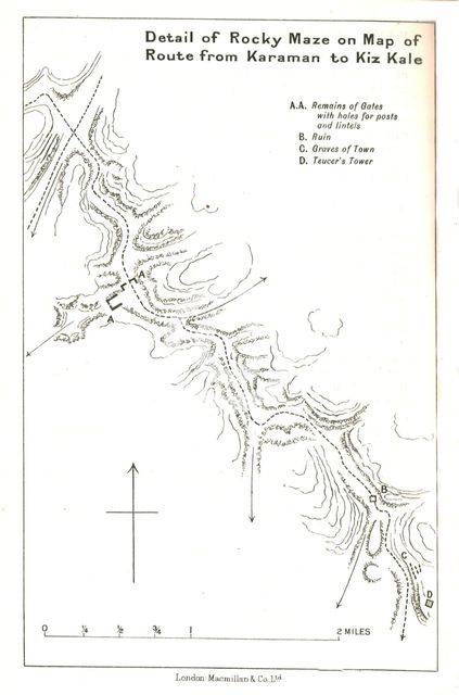 'Detail of Rocky Maze on Map of Route from Karaman to Kiz Kale', c1915.  Creator: Stanford's Geographical Establishment.
