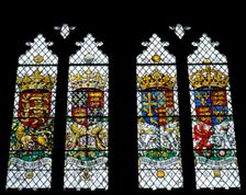 Detail of stained glass in the Great Hall of Eltham Palace, Greenwich, London, c2000s(?)