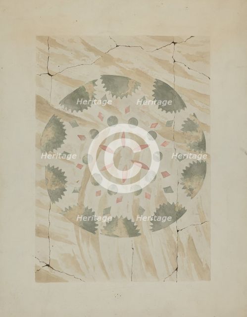 Detail of Stencilled Wall, c. 1937. Creator: Ray Holden.