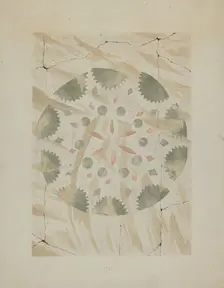Detail of Stencilled Wall, c. 1937. Creator: Ray Holden