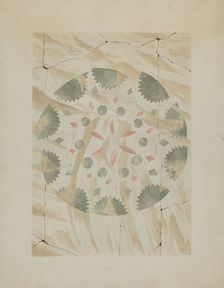 Detail of Stencilled Wall, c. 1937. Creator: Ray Holden