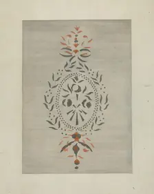 Detail of Stencilled Wall, c. 1937. Creator: Ray Holden