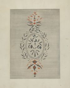 Detail of Stencilled Wall, c. 1937. Creator: Ray Holden