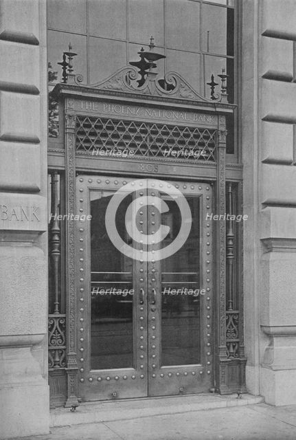 Detail of side entrance door, Phoenix National Bank, 1924. Artist: Unknown.