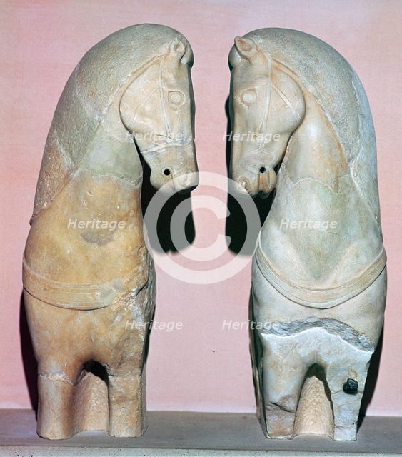 Detail of two stone horses from the Acropolis, 5th century BC. Artist: Unknown