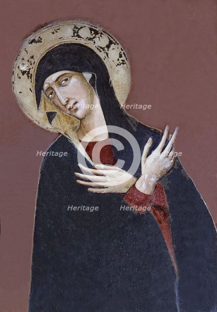 Detail of the Virgin of the crucifixion, 1834, work by Bonifazio Senese.