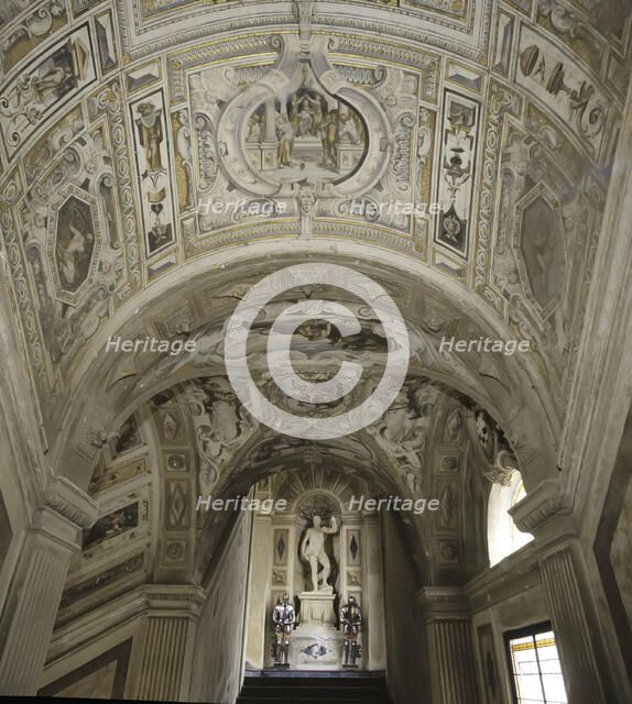 Detail of the wall next to the staircase inside the palace of the Marquis of Santa Cruz.