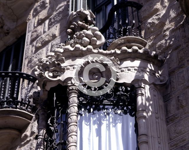 Detail of the windows decoration in wrought iron of the house 'Can Calvet', at Caspe Street in Ba…