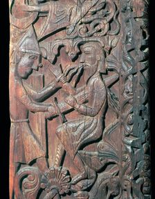 Detail of the wooden portal of Hylestad Church