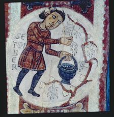 Detail of the Agricultural calendar from the intrados of an arch of the Royal Pantheon, represe…