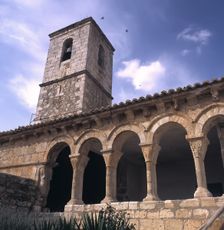 Detail of the arches of the narthex of the church of Santa Cristina in Barca (Soria)