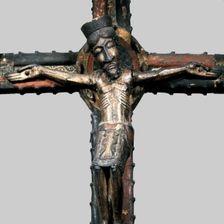 Detail of the calvary with the Virgin and Saint John called Tragó de Noguera