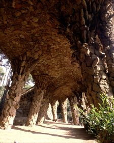 Detail of the columns walk in the Güell Park, designed by architect Antoni Gaudi between 1900/14