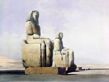 Detail of the Colossi of Memnon, Thebes, Egypt, December 4th 1838 (1846). Creator: Louis Haghe