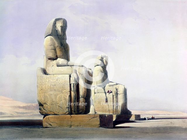 Detail of the Colossi of Memnon, Thebes, Egypt, December 4th 1838 (1846). Creator: Louis Haghe.