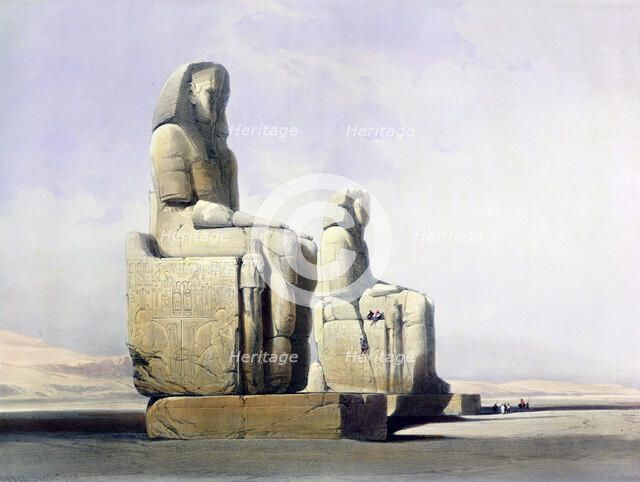 Detail of the Colossi of Memnon, Thebes, Egypt, December 4th 1838 (1846). Artist: Louis Haghe