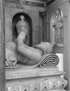 Detail of the Cordell monument, Holy Trinity, Long Melford, Suffolk, 1960. Artist: Laurence Goldman