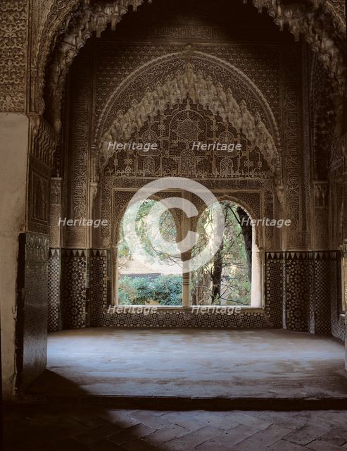 Detail of the Daraxa viewpoint in the Alhambra palace, Granada, it stands out the great decoratio…