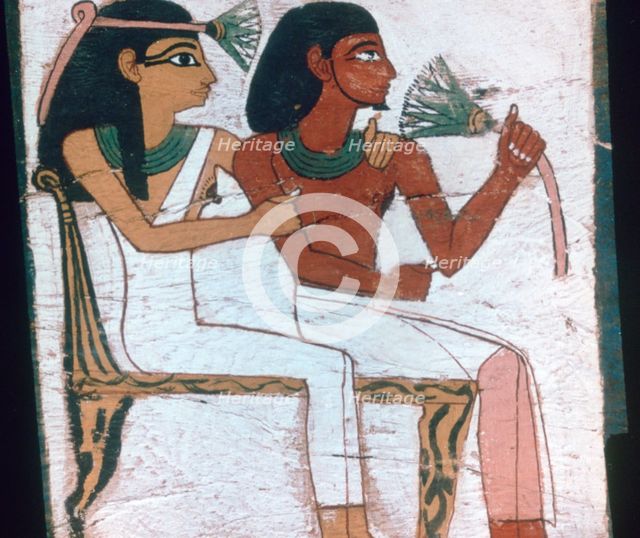 Detail of the decoration of a sarcophagus of The Lady of Madja, 18th Dynasty. Artist: Unknown