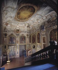 Detail of the decoration of the walls inside the Convent of the Royal Discalced, 16th century bui…