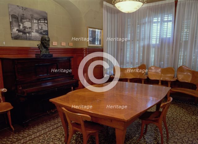 Detail of the dining room of the Casa Batllo, built between 1904 - 1906, designed by Antoni Gaudi.