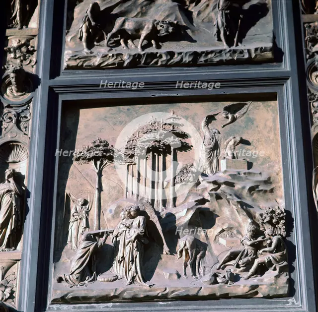 Detail of the doors of Paradise showing Abraham and Isaac, 15th century. Artist: Lorenzo Ghiberti