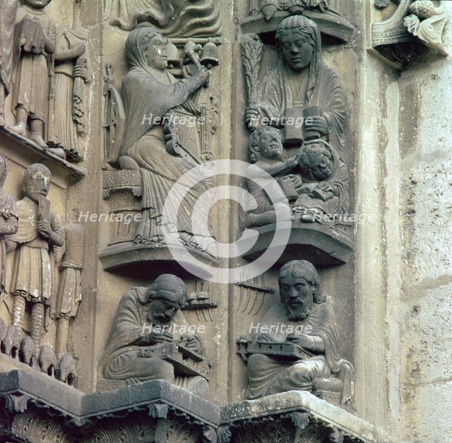 Detail of the doorway on the west front of Chartres Cathedral, 12th century. Artist: Unknown