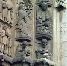 Detail of the doorway on the west front of Chartres Cathedral, 12th century