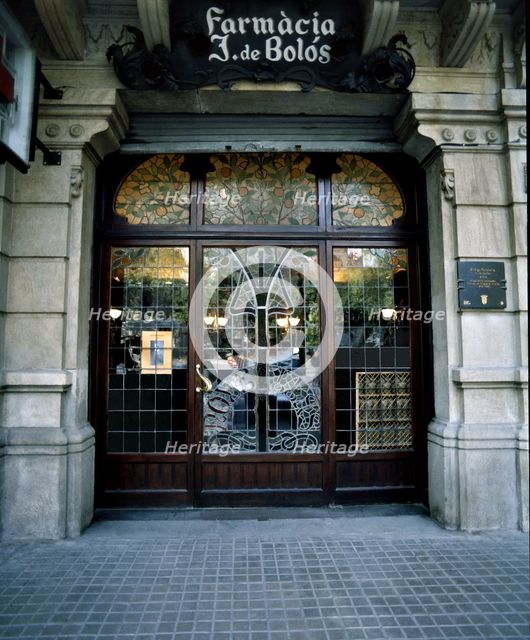 Detail of the entrance door of the 'Bolós 'pharmacy on the Rambla de Catalunya - Valencia, 19th cent Creator: Antoni de Falguera i Sivilla (1876-1947).