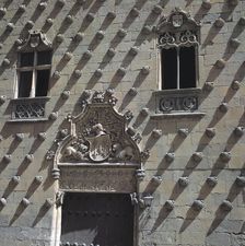Detail of the façade door of the Casa de las Conchas (Shell's House) in Salamanca
