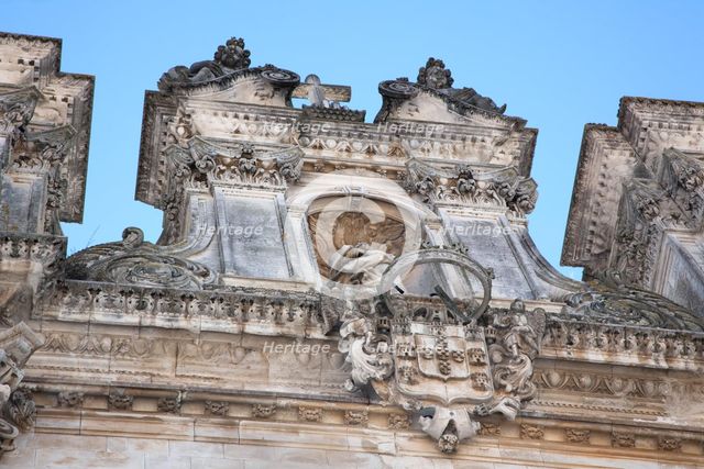 Detail of the facade of the Monastery of Alcobaca, Alcobaca, Portugal, 2009. Creator: Samuel Magal.