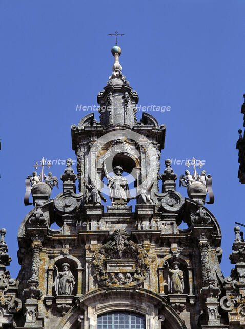Detail of the façade of the Obradoiro in the Cathedral of Santiago de Compostela, by Fernando Cas…