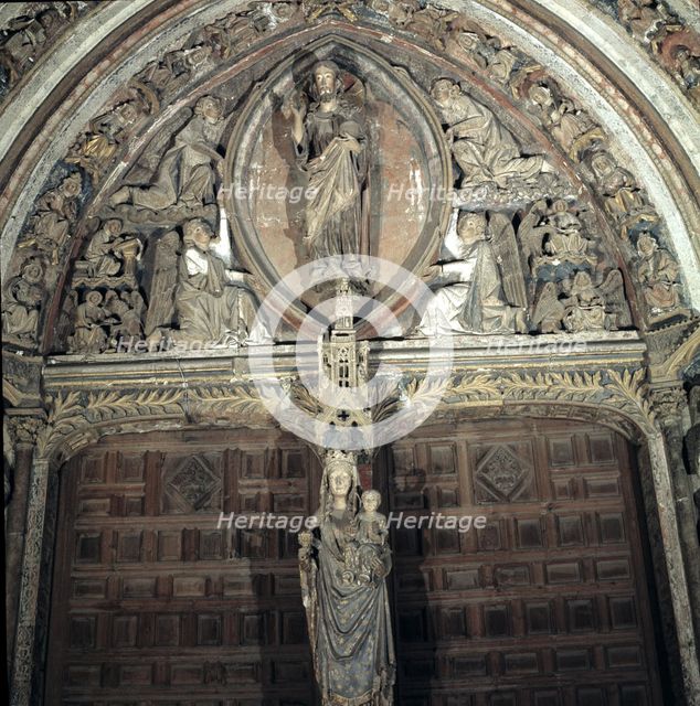 Detail of the façade of the Chapel of the Virgen del Dado in the cathedral, with a Pantocrator in…