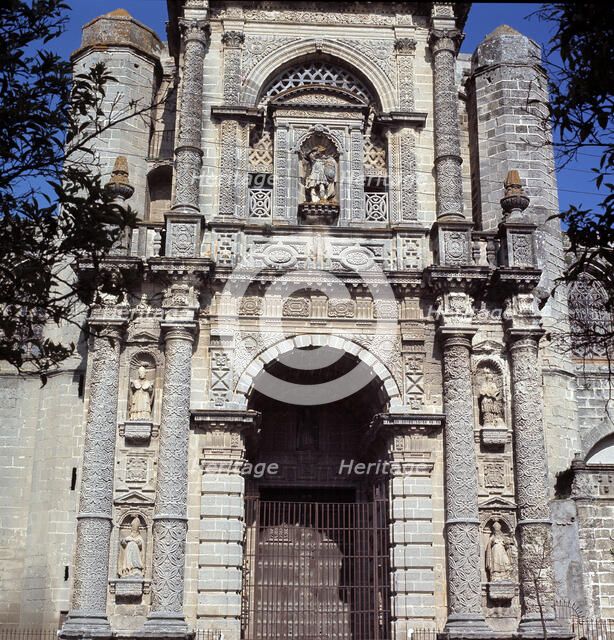 Detail of the façade of the Church of San Miguel in Jerez de la Frontera (Cádiz).