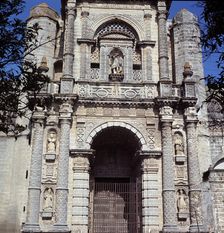Detail of the façade of the Church of San Miguel in Jerez de la Frontera (Cádiz)