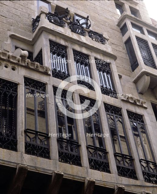 Detail of the façade of the Güell Palace (1886-1888).