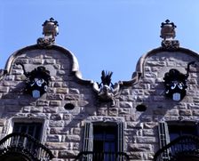 Detail of the façade of the house Can Calvet at Caspe Street in Barcelona, 1898-1900, designed…