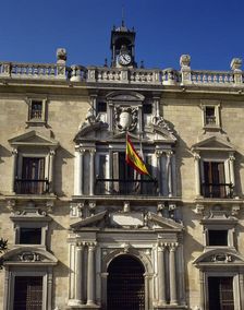 Detail of the façade, Palace of The Royal Chancellery, Granada, Andalusia, Spain (2002). Creator: LTL