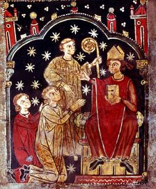Detail of the incident of bishop of Sinopto, from the altar front Master of Soriguerola from th…