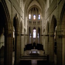 Detail of the interior nave of the old cathedral of Santa Maria de Vitoria, covered with rib vaults